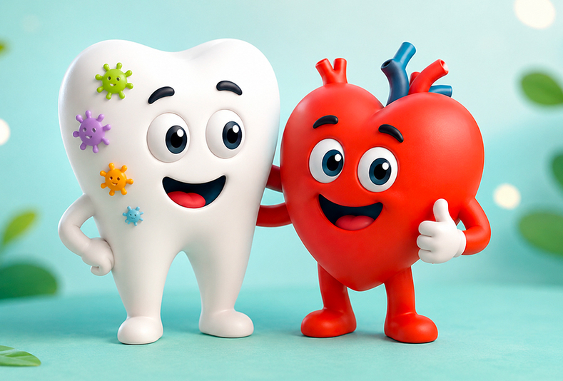 cuore e dente illustrazione