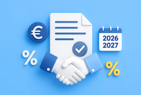 illustrazione di stretta di mano con documento sullo sfondo e calendario
