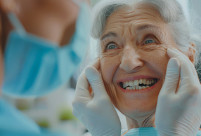 donna anziana in visita da odontoiatra