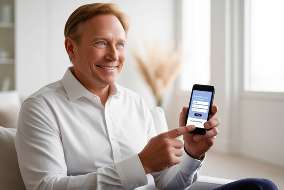 Prenotazione online: il nuovo standard in odontoiatria Uomo con smartphone effettua prenotazione online