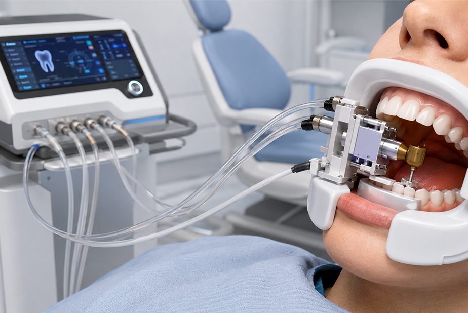 Robot intraorale miniaturizzato per la preparazione dentale paziente con robot intraorale miniaturizzato