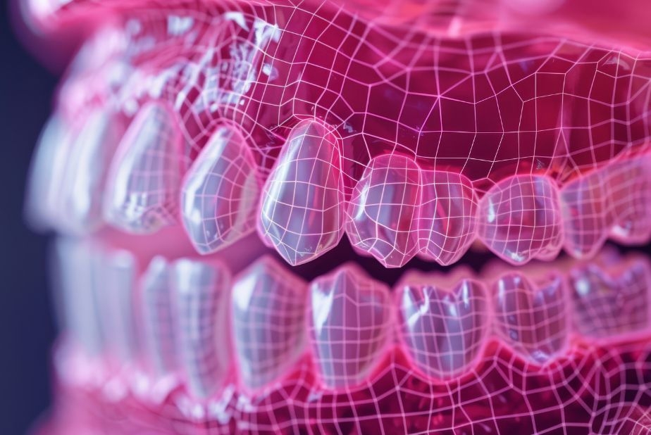 illustraziode di dentatura sui toni del rosa
